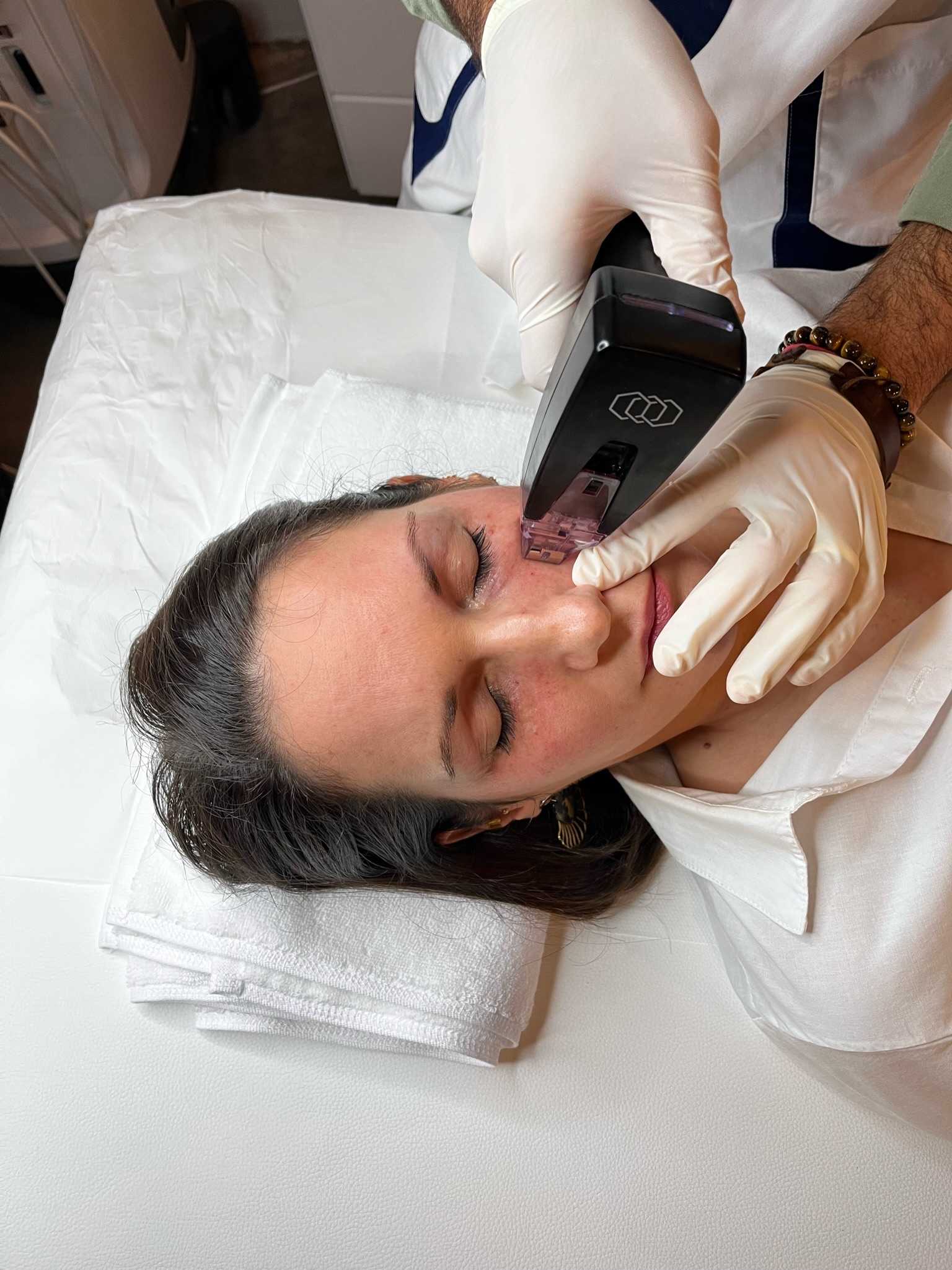 woman in the dr ghali medical aesthetic center in saint remy de provence experiencing morpheus 8 radiofrequency