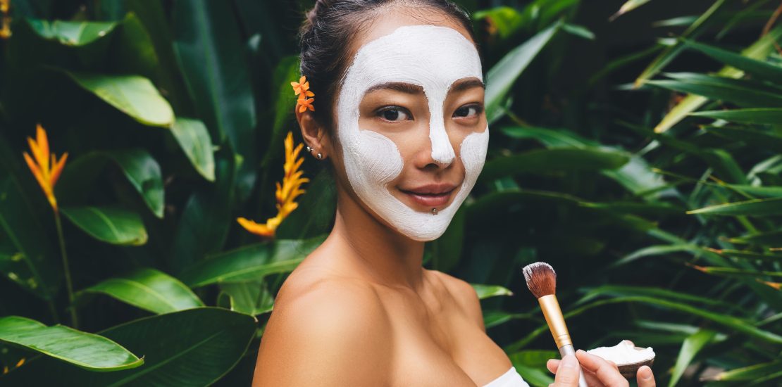 Dayspa weekend procedures, korean woman with beauty mask on face
